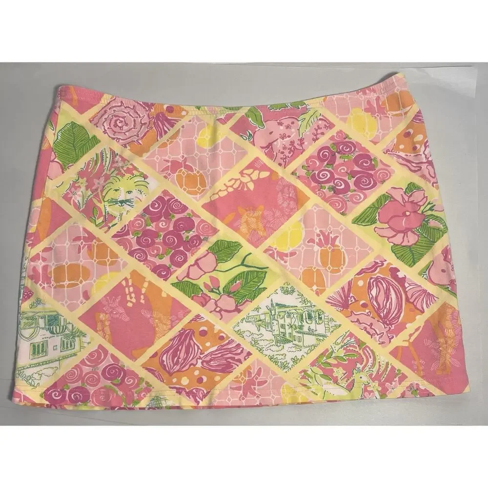 Vintage Lilly Pulitzer size large stretch Waist Mini Skirt tropical - Picture 5 of 5
